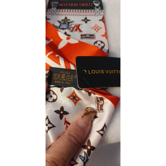 Red and White Reservible Scarf 44x3 inches - Picture 6 of 6